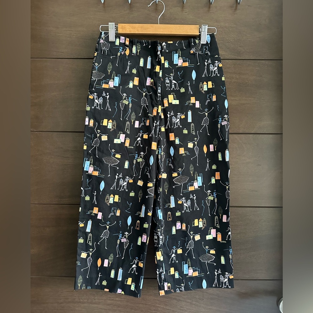 Vintage Talbots Petites Black City Print Capris 2P